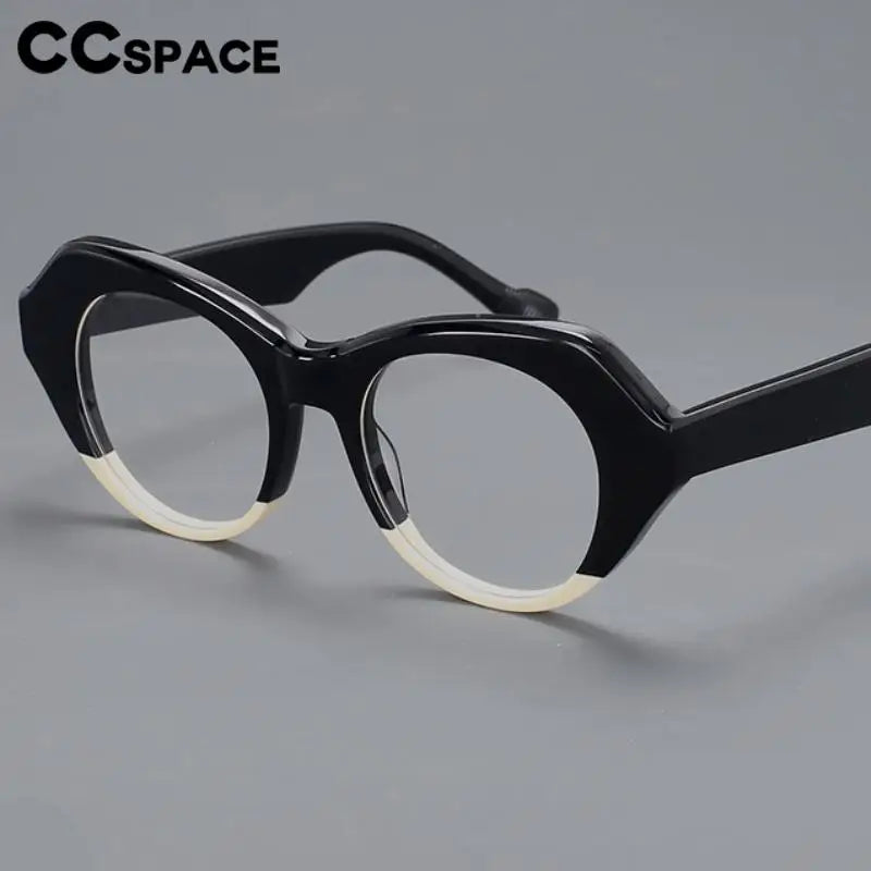 CCspace Unisex Full Rim Oval Eye Acetate Eyeglasses 57204 Full Rim CCspace   