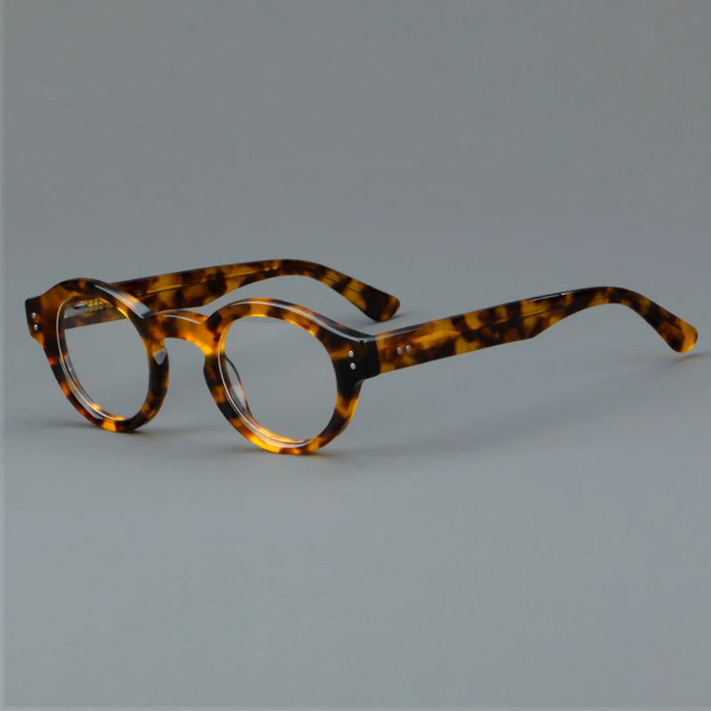 Hewei Unisex Full Rim Round Thick Acetate Temple Eyeglasses 60023 Full Rim Hewei tortoise  