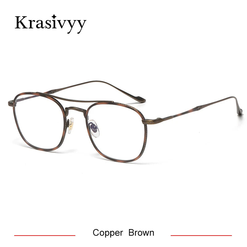 Krasivyy Unisex Full Rim Square Double Bridge Titanium Eyeglasses 45925