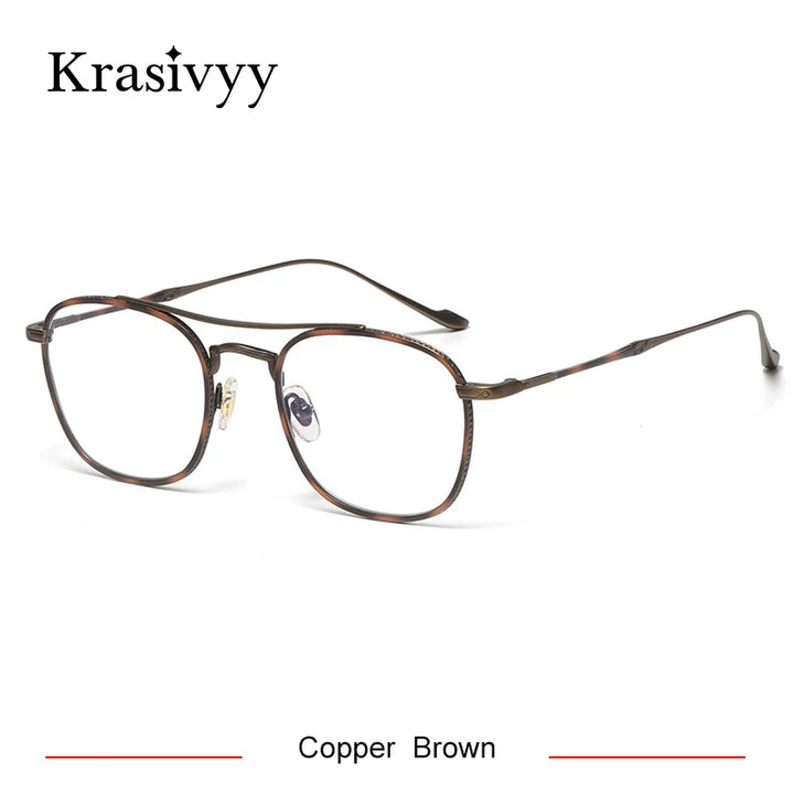 Krasivyy Men's Full Rim Square Double Bridge Titanium Eyeglasses 75925