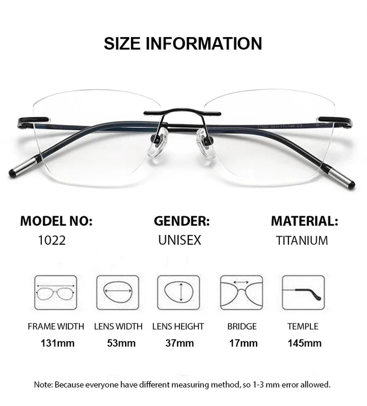 Chashma Women's Rimless Oval Cat Eye Titanium Reading Glasses 941022 Reading Glasses Chashma