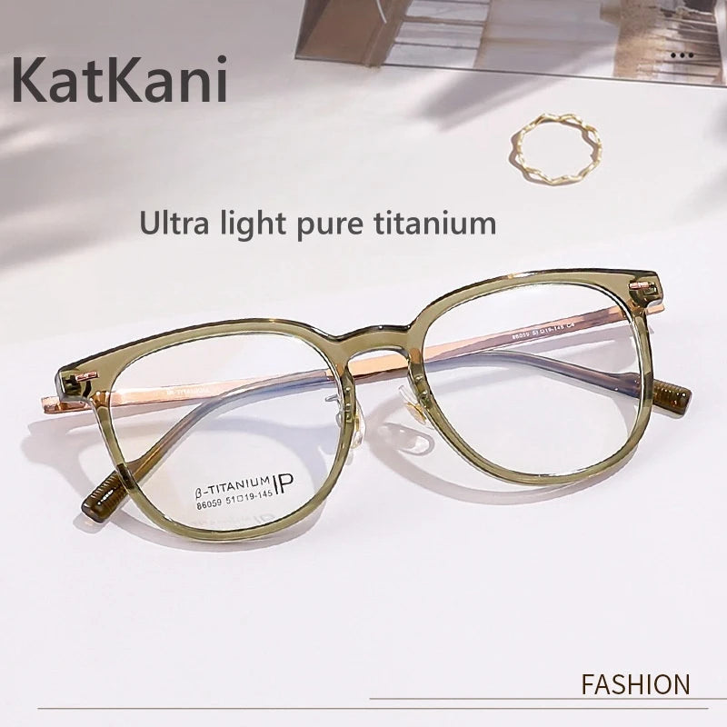 KatKani Womens Full Rim Round Plastic Eyeglasses 8605 Full Rim KatKani Eyeglasses   