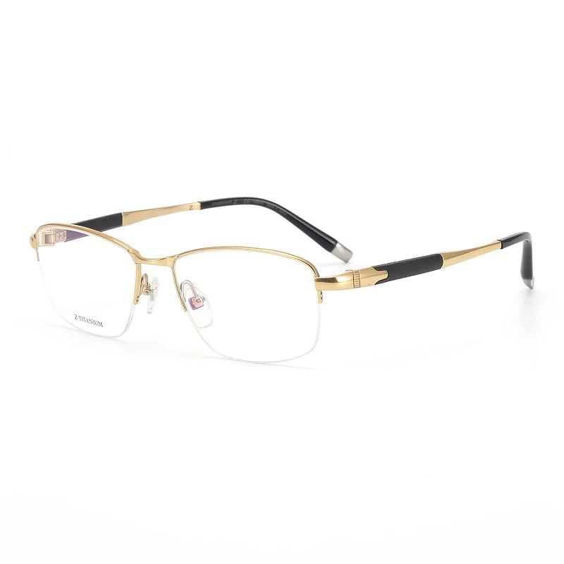 Aimee Unisex Semi Rim Square Titanium Eyeglasses 27007 Semi Rim Aimee Golden  