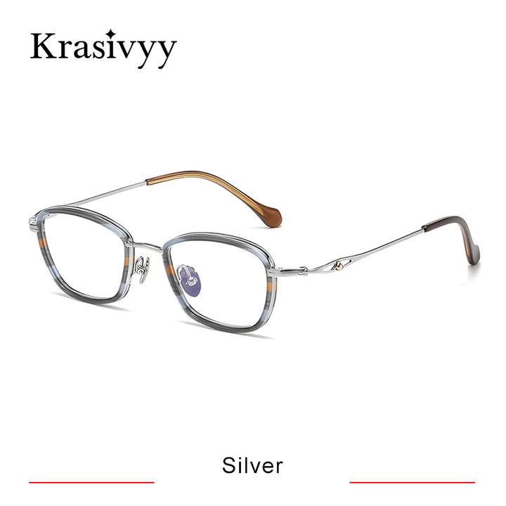 Krasivyy Unisex Full Rim Oval Square Titanium Acetate Eyeglasses 316895