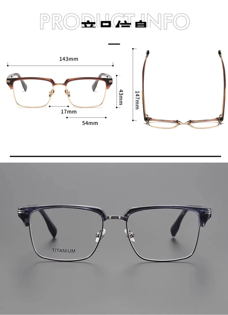 Aimee Unisex Full Rim Polygon Square Titanium Acetate Eyeglasses 6518 Full Rim Aimee