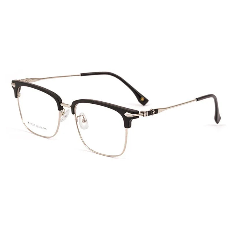 Kocolior Unisex Full Rim Square Tr 90 Alloy Hyperopic Reading Glasses 18007 Reading Glasses Kocolior Black Silver China 0