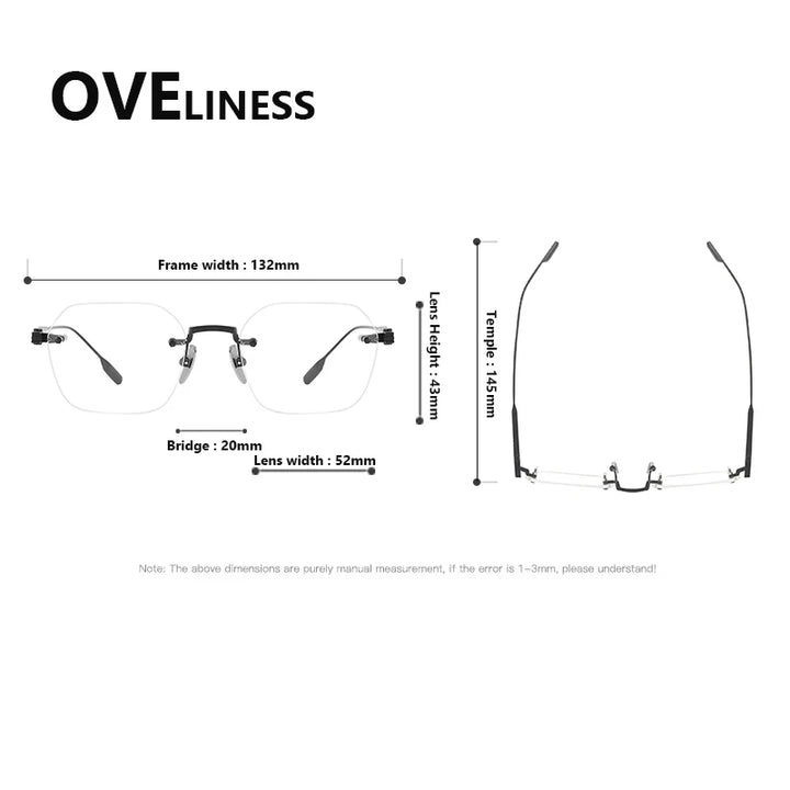 Oveliness Women's Rimless Square Titanium Eyeglasses 81038