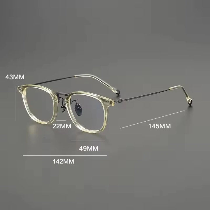 Gatenac Unisex Full Rim Round Square Acetate Titanium Eyeglasses G8003