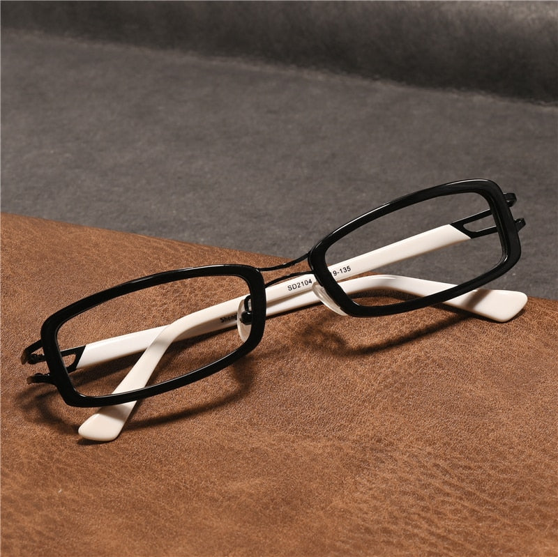 Cubojue Unisex Full Rim Rectangle Tr 90 Titanium Myopic Reading Glasses 2104m Reading Glasses Cubojue anti blue light 0 black white 