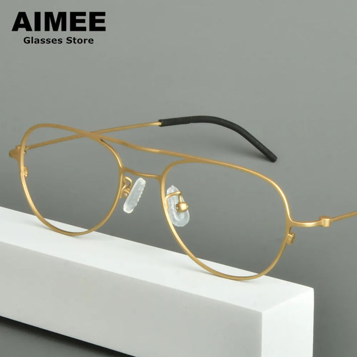 Aimee Unisex Full Rim Oval Double Bridge Titanium Eyeglasses 14507 Full Rim Aimee   