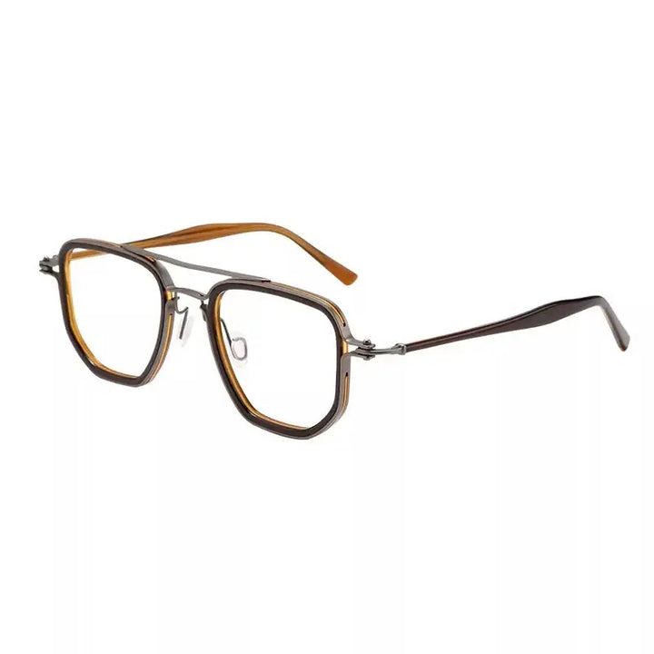 Hdcrafter Mens Full Rim Double Bridge Square Titanium Frames 586700 — view 1 | Hdcrafter Eyeglasses at FuzWeb