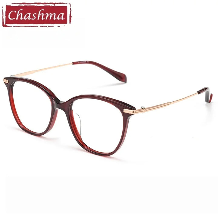 Chashma Ochki Women's Full Rim Square Acetate Titanium Eyeglasses 870005