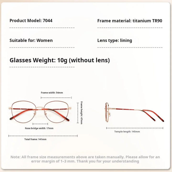 Xbora Unisex Full Rim Cat-Eye Pure Titanium Eyeglasses C7044 — view 2 | Xbora at FuzWeb