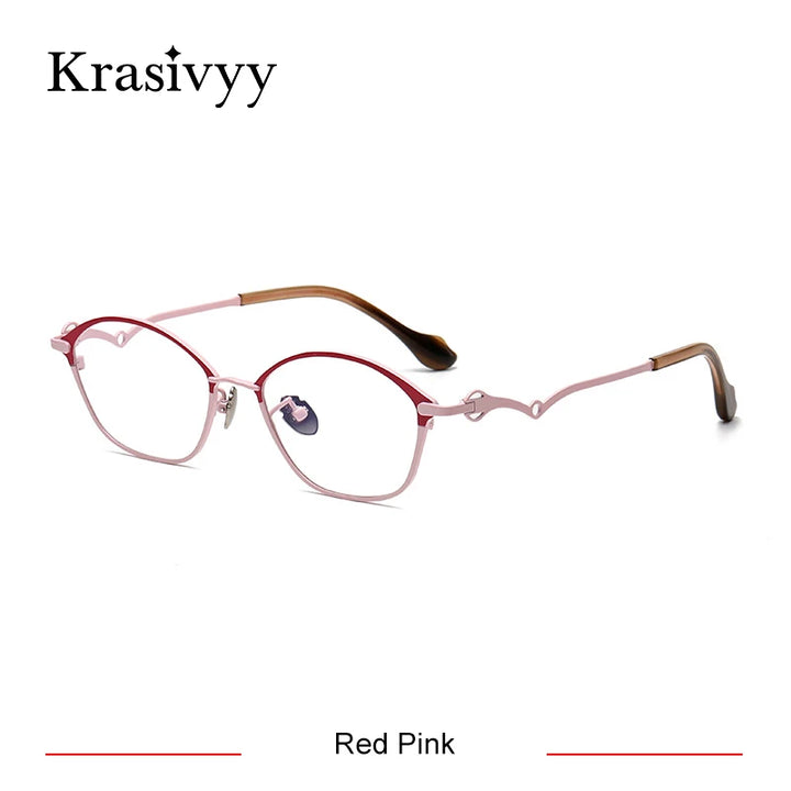 Krasivyy Unisex Full Rim Oval Square Titanium Acetate Eyeglasses 46086 Full Rim Krasivyy Red Pink