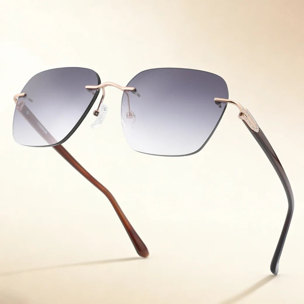 Blackmask Women Rimless Square Titanium Polarized Sunglasses BM-1103S
