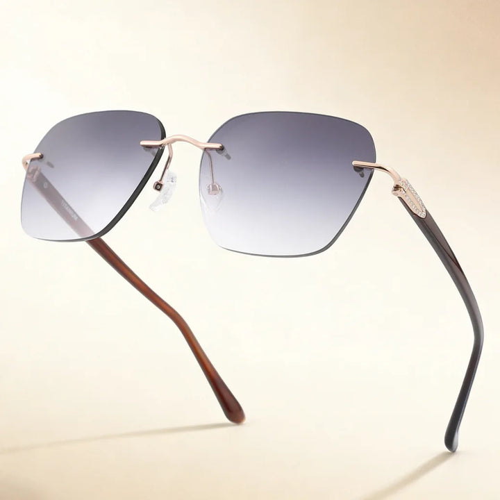 Blackmask Women Rimless Square Titanium Polarized Sunglasses BM-1103S