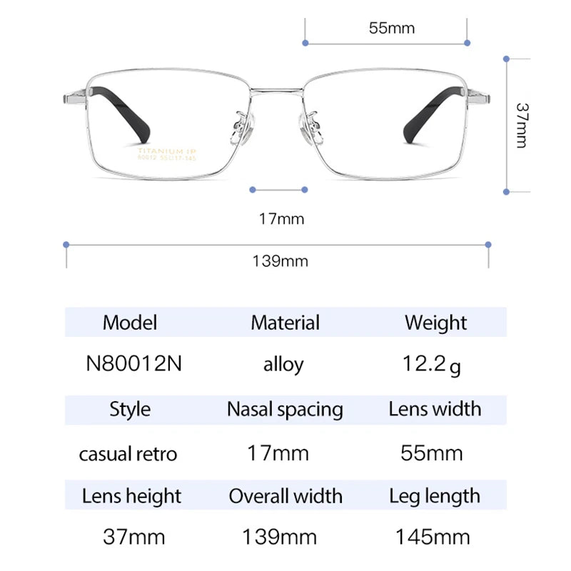 Hotochki Unisex Full Rim Square Titanium Eyeglasses N80012n Full Rim Hotochki   