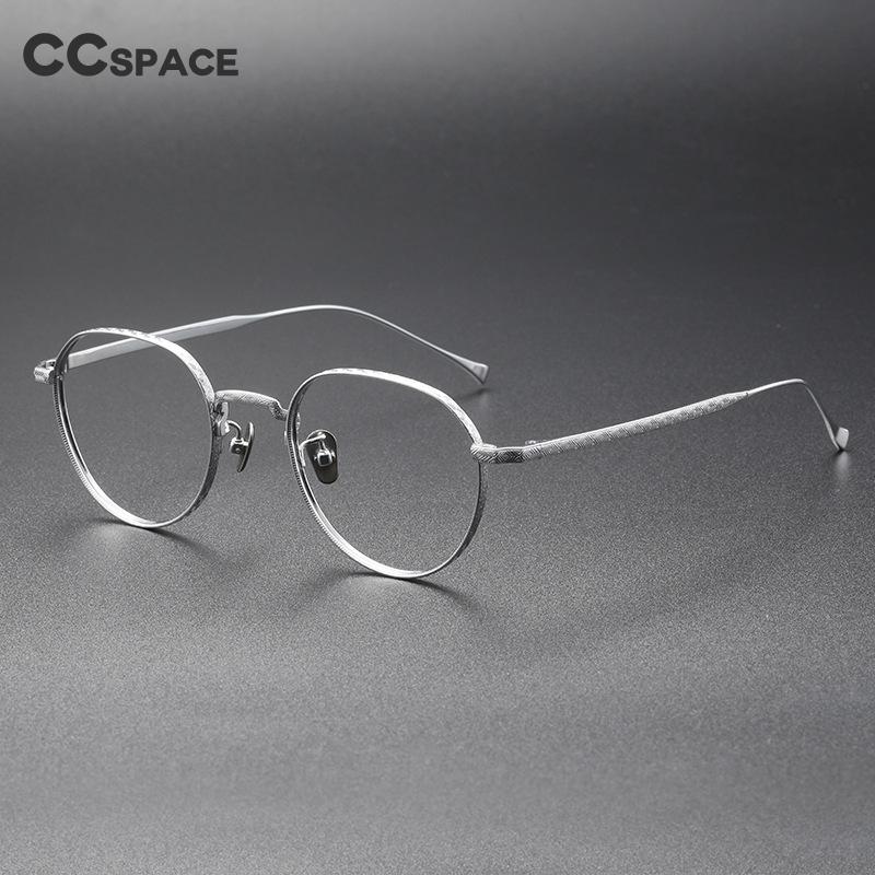 CCspace Unisex Full Rim Round Titanium Eyeglasses 55975 Full Rim CCspace   