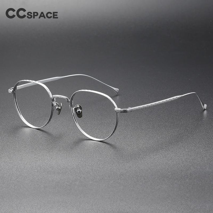 CCspace Unisex Full Rim Round Titanium Eyeglasses 55975 Full Rim CCspace   