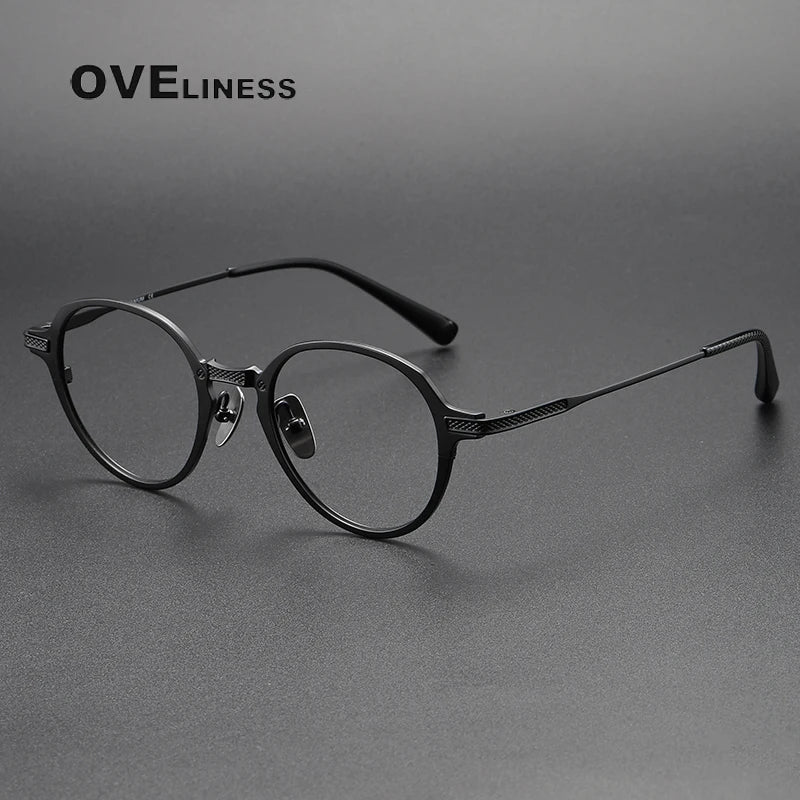 Oveliness Unisex Full Rim Oval Round Titanium Eyeglasses 3426 Full Rim Oveliness black  