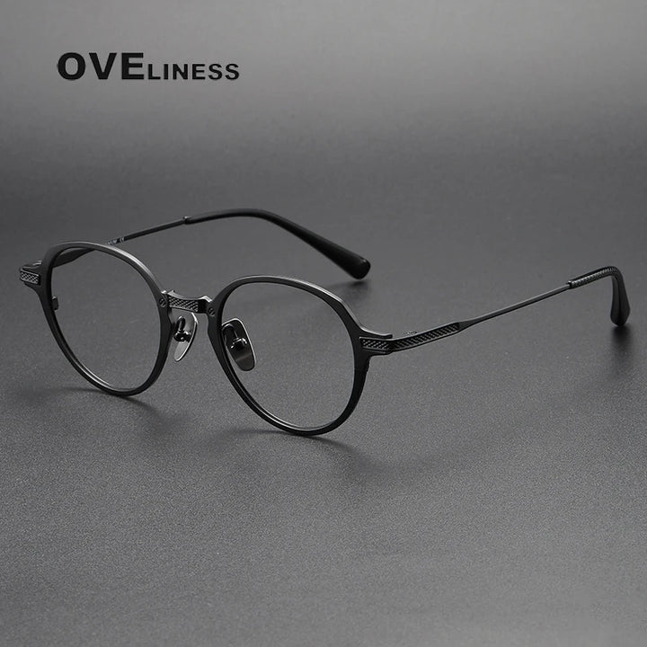 Oveliness Unisex Full Rim Oval Round Titanium Eyeglasses 3426 Full Rim Oveliness black  