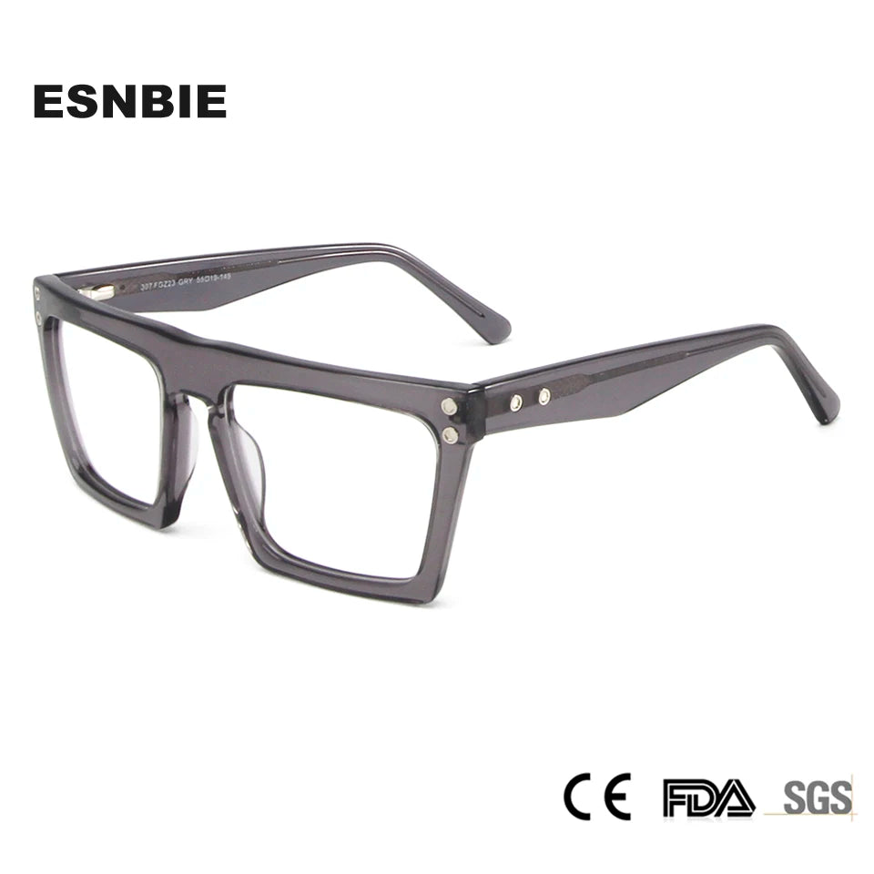 Esnbie Unisex Full Rim Big Square Brow Line Acetate Eyeglasses 30623 Full Rim Esnbie   