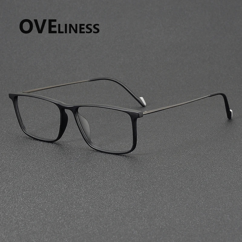 Oveliness Women's Full Rim Square Acetate Titanium Eyeglasses 72348 Full Rim Oveliness matt black