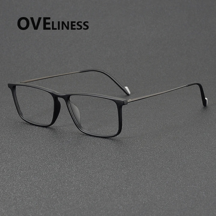 Oveliness Women's Full Rim Square Acetate Titanium Eyeglasses 72348 Full Rim Oveliness matt black