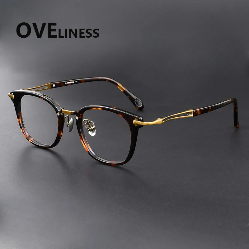 Oveliness Unisex Full Rim Oval Square Titanium Acetate Eyeglasses 369143