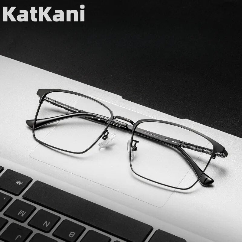 KatKani Men's Full Rim Big Square Alloy Eyeglasses 3832j Full Rim KatKani Eyeglasses   