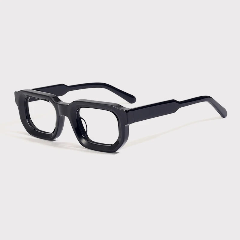 Gatenac Unisex Full Rim Brow Line Square Thick Acetate Eyeglasses 1532 Full Rim Gatenac Black  