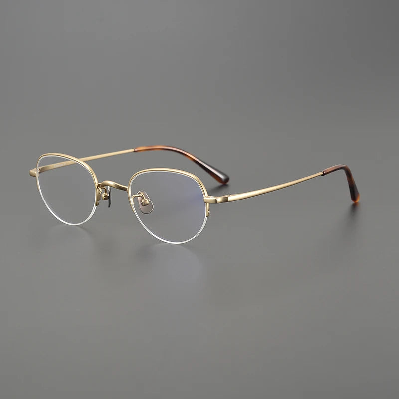 Nobler Unisex Semi Rim Oval Titanium Eyeglasses Clip On Sunglasses K047 With Clip Ons Nobler C1