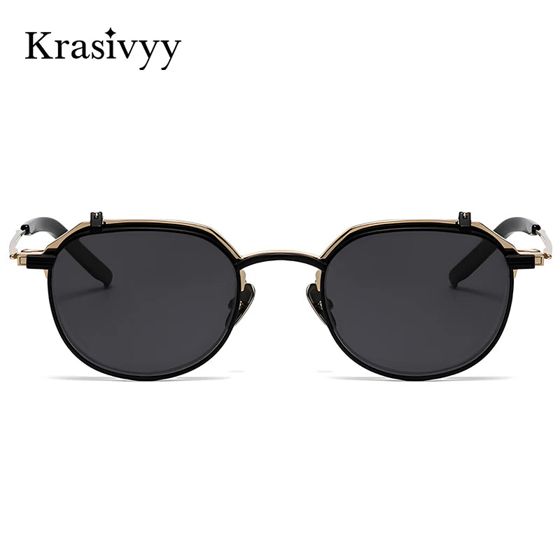 Krasivyy Unisex Round Titanium Prescription Eyeglasses with Flip-Up S400T - view 2