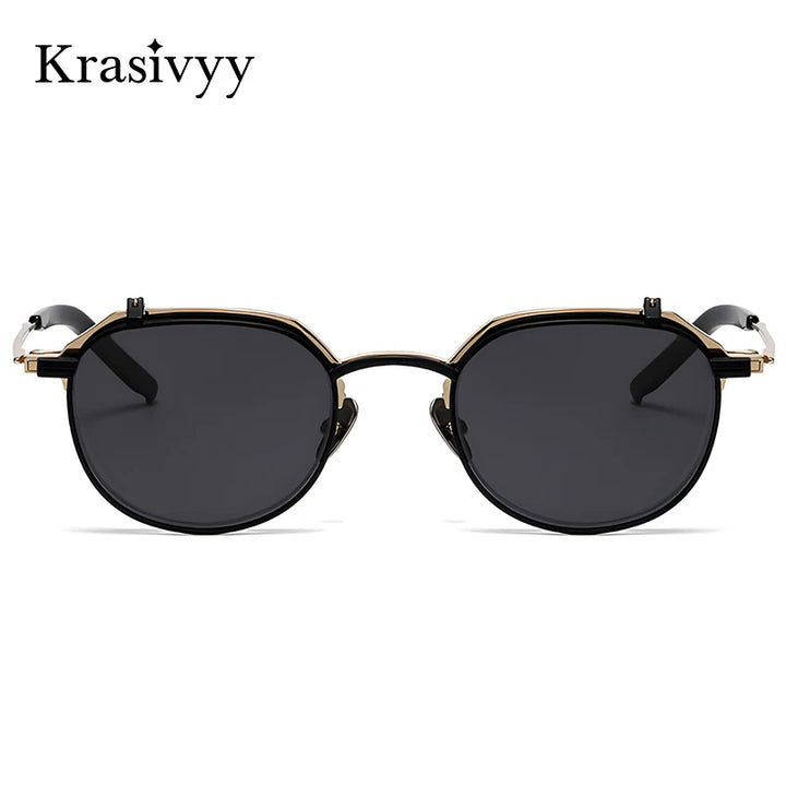 Krasivyy Unisex Round Titanium Prescription Eyeglasses with Flip-Up S400T - view 2