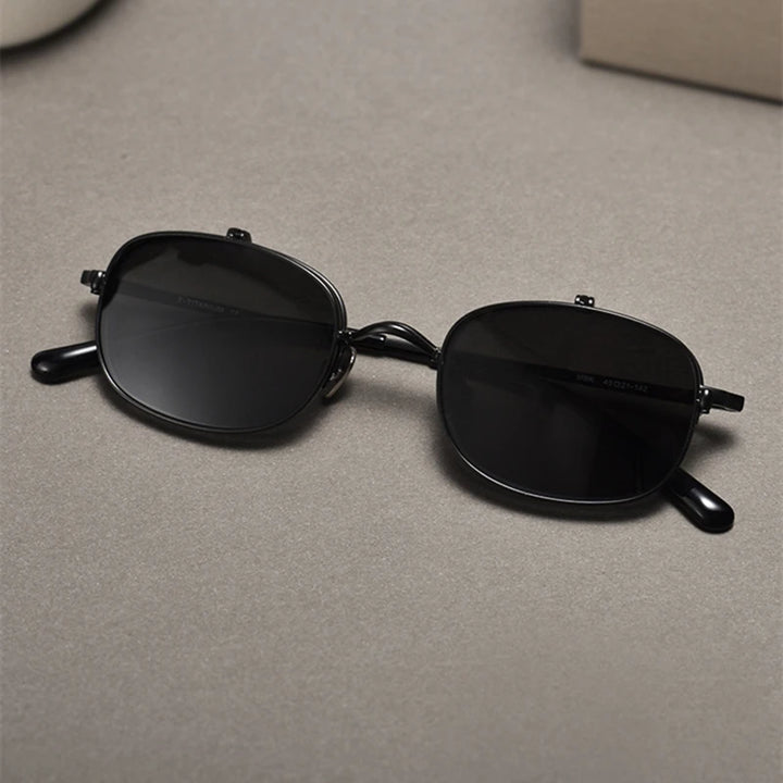 Black Mask Unisex Semi Rim Rectangle Titanium Eyeglasses Clip On Sunglasses K15 Sunglasses Black Mask   