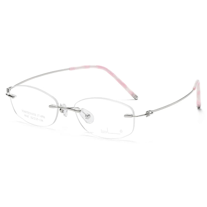 Reven Jate Women's Rimless Oval Rectangle Alloy Eyeglasses 85874