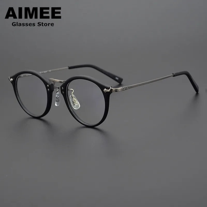 Aimee Unisex Full Rim Round Titanium Acetate Eyeglasses 20805 Full Rim Aimee   