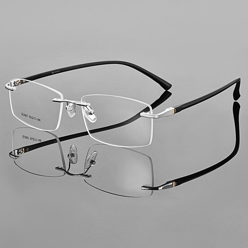 KatKani Men's Rimless Square Tr 90 Alloy Eyeglasses 2667 Rimless KatKani Eyeglasses   