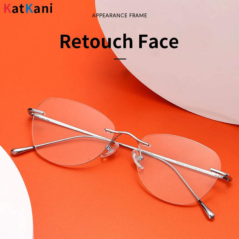 KatKani Unisex Rimless Oval Titanium Eyeglasses 23205 Rimless KatKani Eyeglasses   