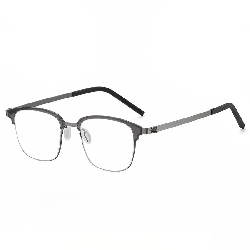 Xbora Unisex Full Rim Square Screwless Acetate Steel Eyeglasses 7903