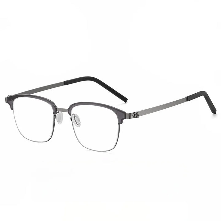 Xbora Unisex Full Rim Square Screwless Acetate Steel Eyeglasses 7903