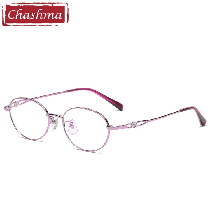 Chashma Ottica Unisex Full Rim Oval Titanium Eyeglasses 391 Full Rim Chashma Ottica Purple  