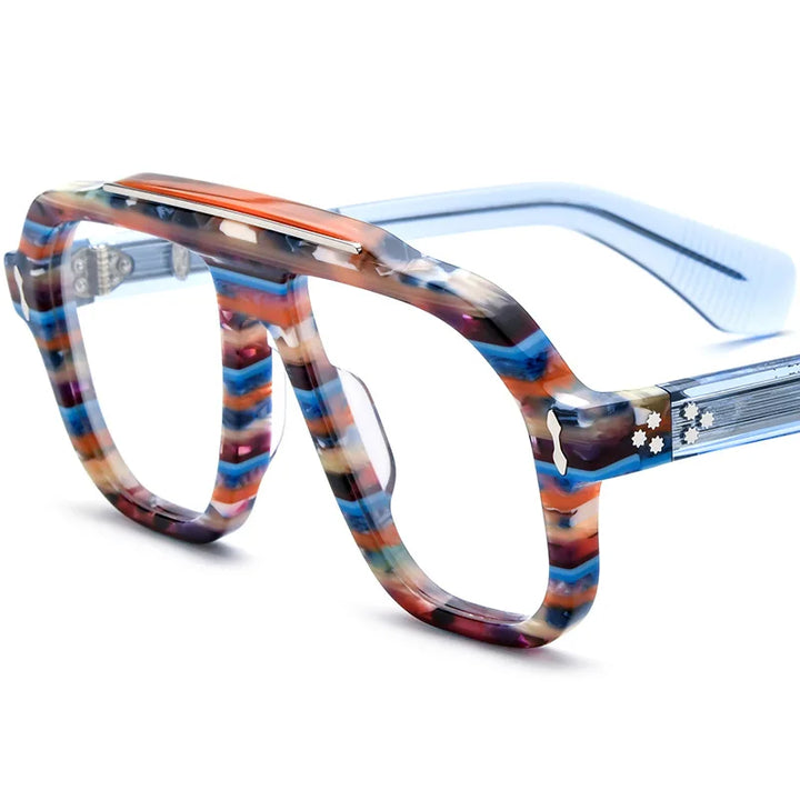 Nobler Women's Full Rim Square Acetate Double Bridge Eyeglasses 48136