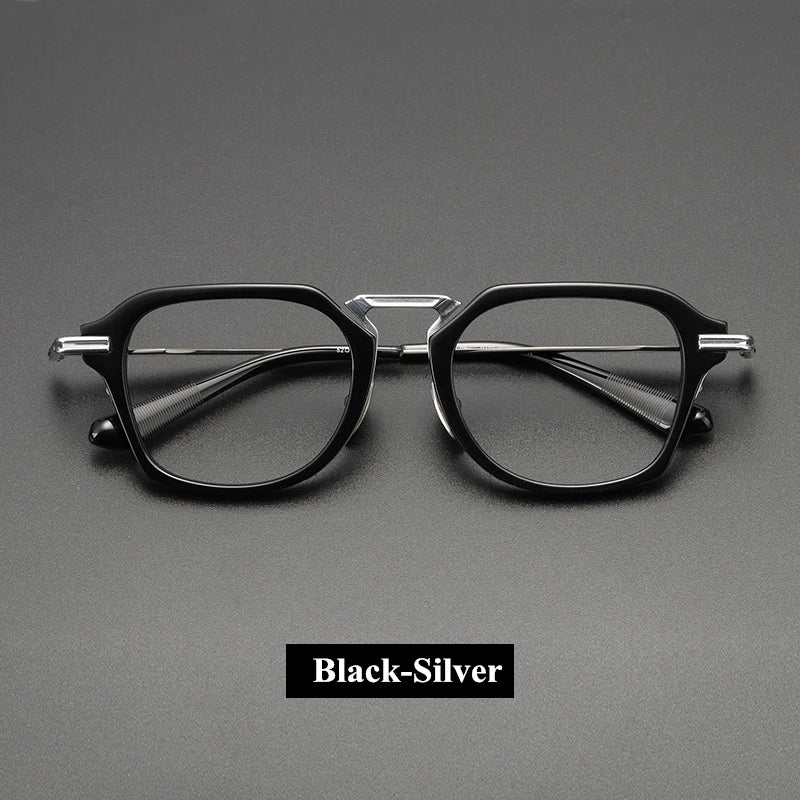 Black Mask Unisex Full Rim Titanium Square Eyeglasses D413 Full Rim Black Mask Black-Silver  
