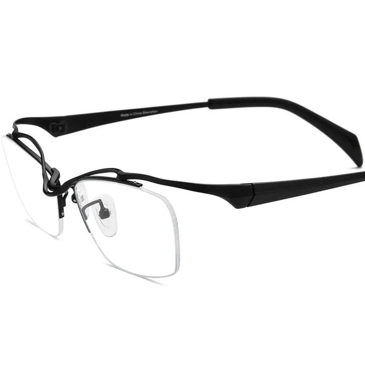 Eleccion Unisex Semi Rim Square Titanium Eyeglasses 185763 Semi Rim Eleccion Black CHINA