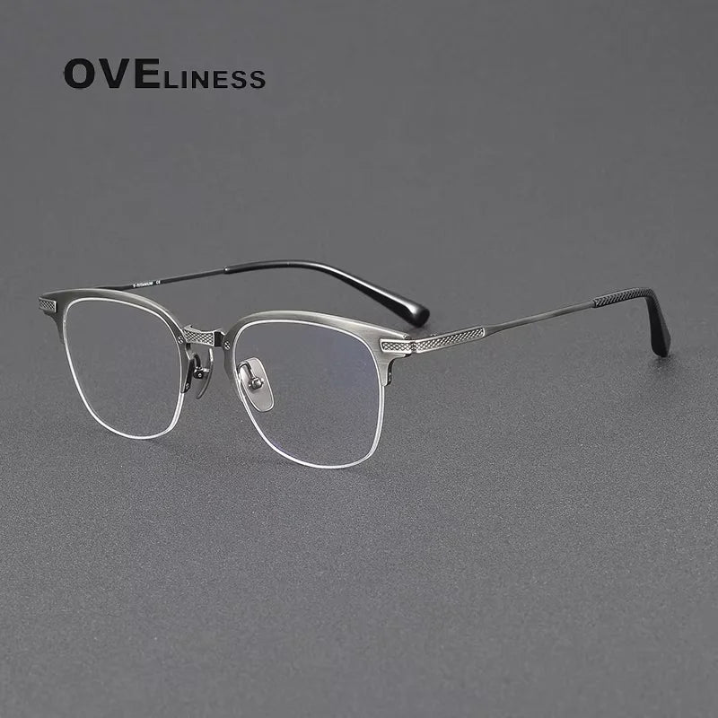 Oveliness Unisex Full Rim Big Square Acetate Titanium Eyeglasses 614424