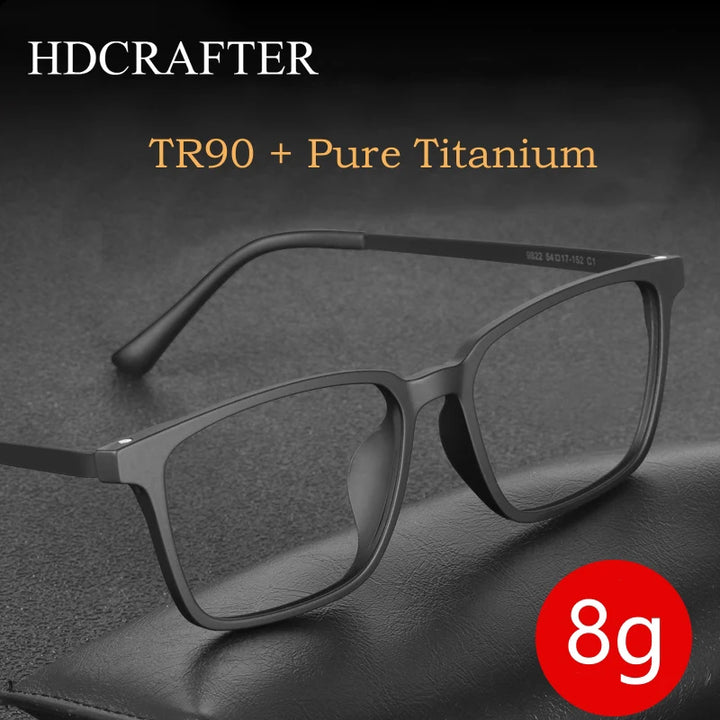 Hdcrafter Unisex Full Rim Square Tr 90 Titanium Eyeglasses 919822
