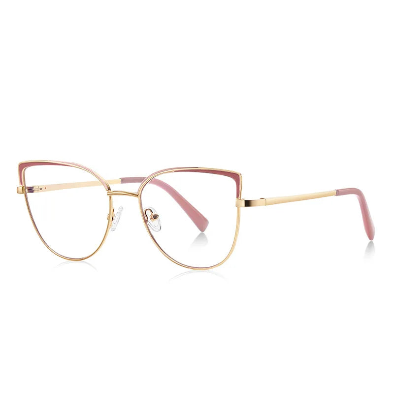 Laoyehui Women's Full Rim Square Cat Eye Alloy Reading Glasses L3103 Reading Glasses Laoyehui C3 +100 