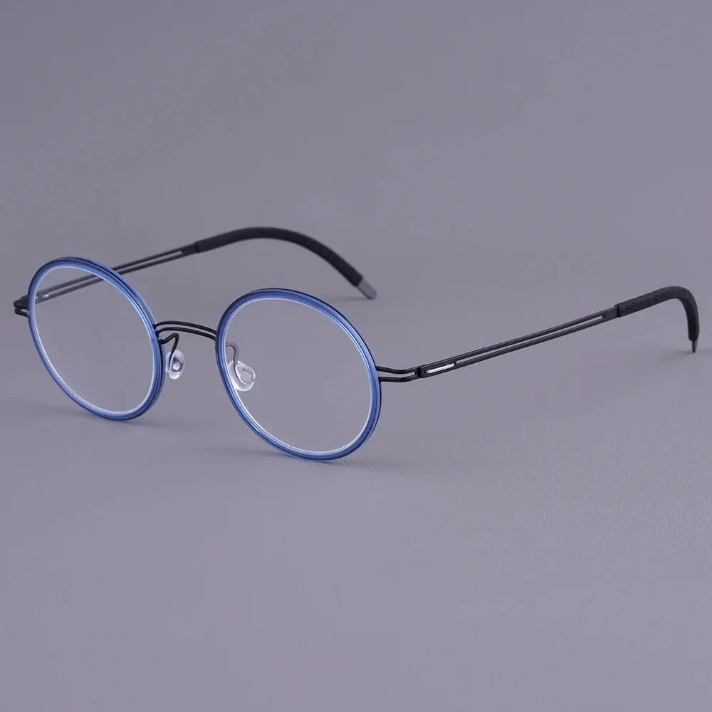 Bobbie 471972 Women’s Screwless Acetate Full Rim Round Titanium Frames FuzWeb
