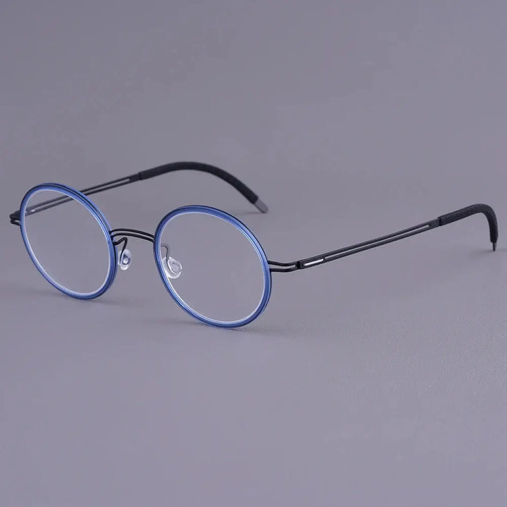 Bobbie 471972 Women’s Screwless Acetate Full Rim Round Titanium Frames FuzWeb